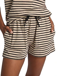 Striped Heavyweight Jersey Drawstring Shorts