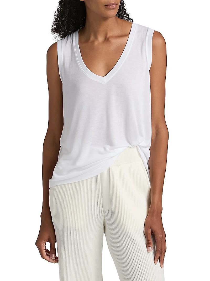 Cotton Jersey V-Neck Tank Top