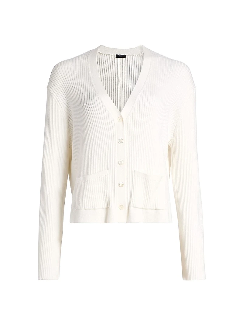 Cotton-Cashmere Ribbed Cardigan