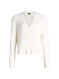 Cotton-Cashmere Ribbed Cardigan