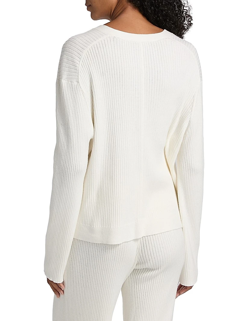 Cotton-Cashmere Ribbed Cardigan