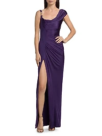 Gathered Jersey Column Gown