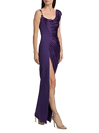 Gathered Jersey Column Gown