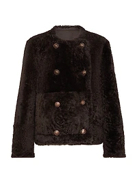 Fuzzy Shearling Reversible Cropped Pea Coat