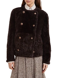 Fuzzy Shearling Reversible Cropped Pea Coat