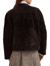 Fuzzy Shearling Reversible Cropped Pea Coat