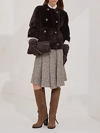 Fuzzy Shearling Reversible Cropped Pea Coat