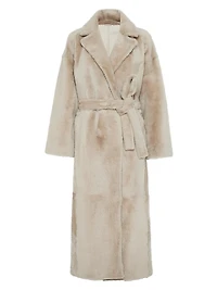 Reversible Shearling Coat with Shiny Detail