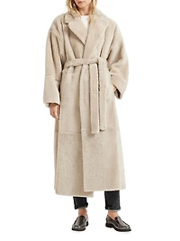 Reversible Shearling Coat with Shiny Detail