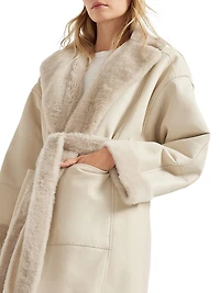Reversible Shearling Coat with Shiny Detail