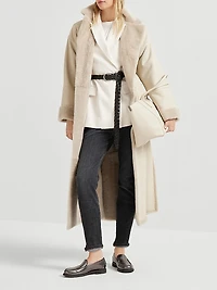 Reversible Shearling Coat with Shiny Detail