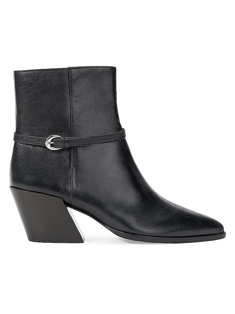 Austen 50MM Buckle-Detail Leather Ankle Boots