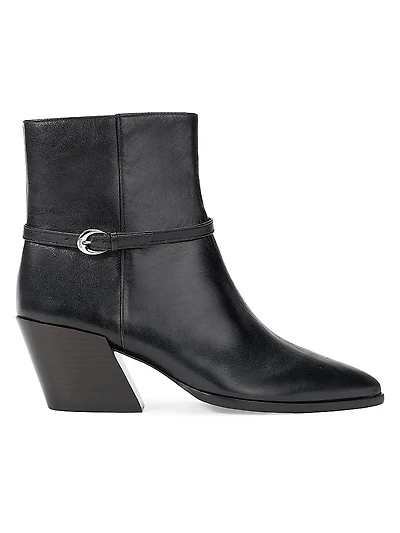 Austen 50MM Buckle-Detail Leather Ankle Boots