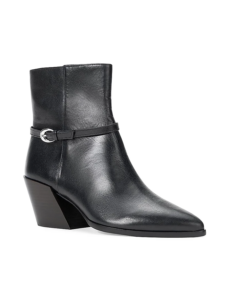 Austen 50MM Buckle-Detail Leather Ankle Boots