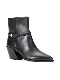 Austen 50MM Buckle-Detail Leather Ankle Boots