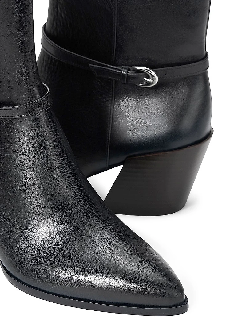 Austen 50MM Buckle-Detail Leather Ankle Boots