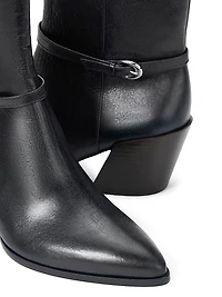 Austen 50MM Buckle-Detail Leather Ankle Boots
