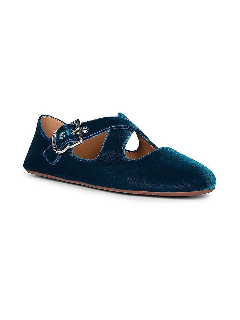 Velvet Crisscross Ballet Flats