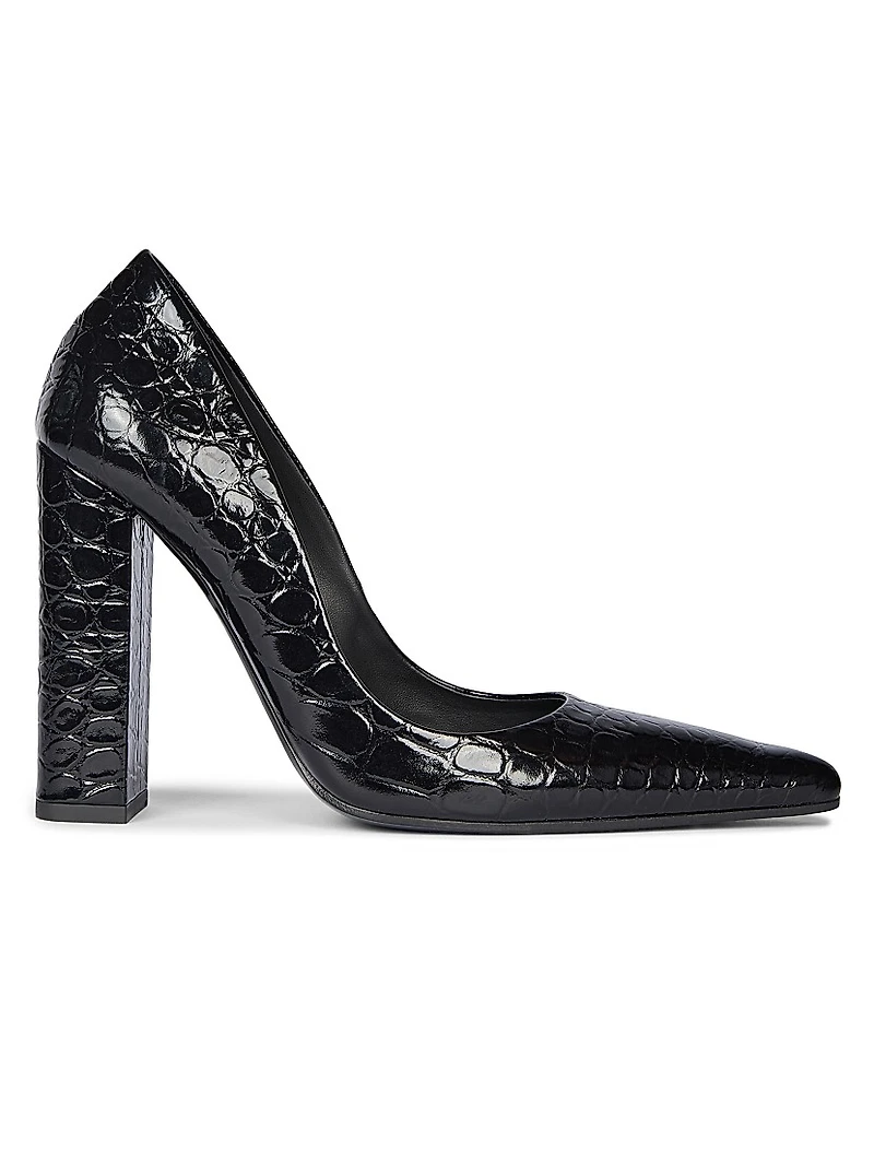90MM Croc-Embossed Leather Pumps