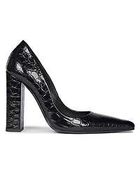 90MM Croc-Embossed Leather Pumps