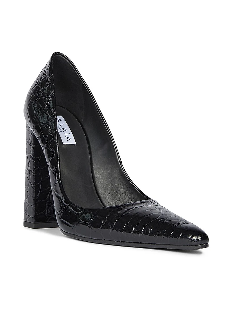 90MM Croc-Embossed Leather Pumps