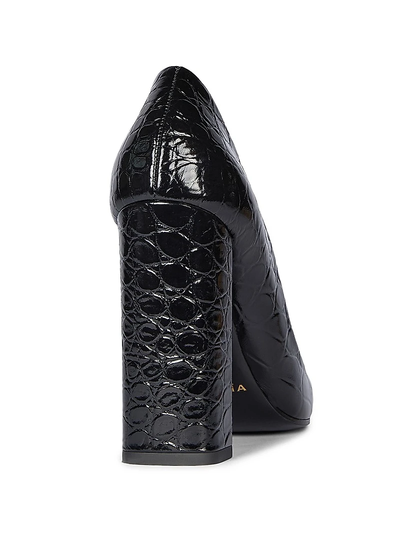 90MM Croc-Embossed Leather Pumps