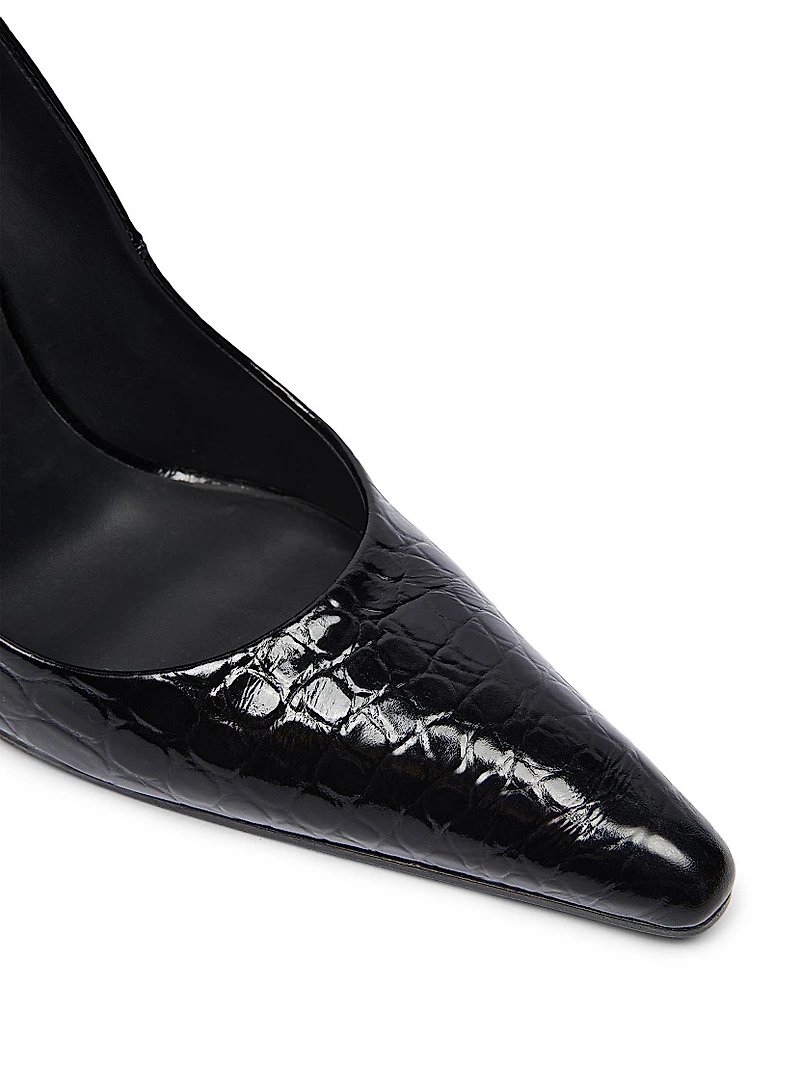 90MM Croc-Embossed Leather Pumps