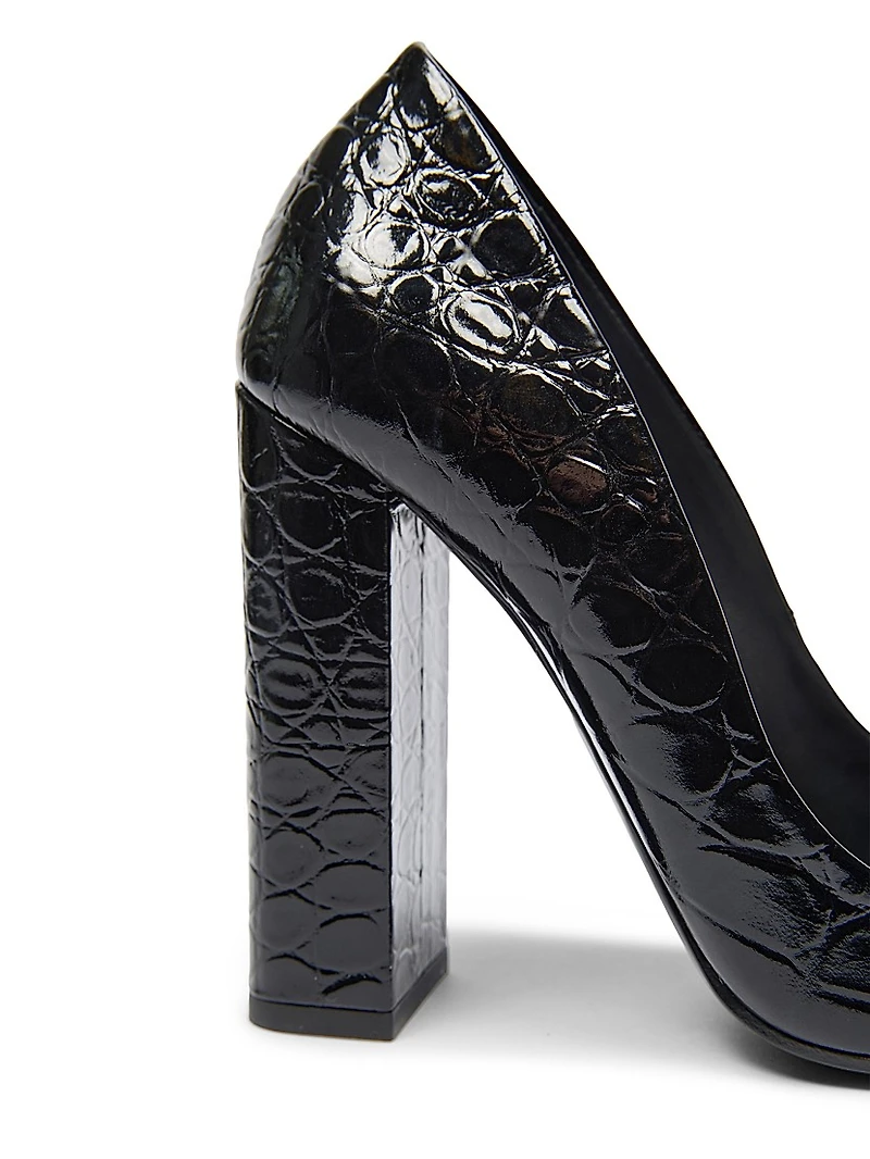 90MM Croc-Embossed Leather Pumps