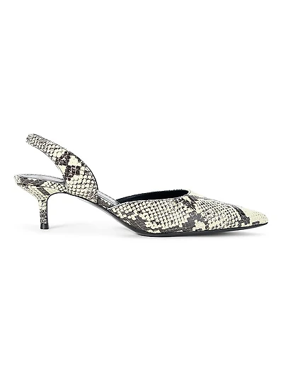Sebastian Snake-Embossed Leather Slingback Pumps