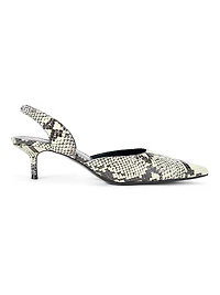 Sebastian Snake-Embossed Leather Slingback Pumps