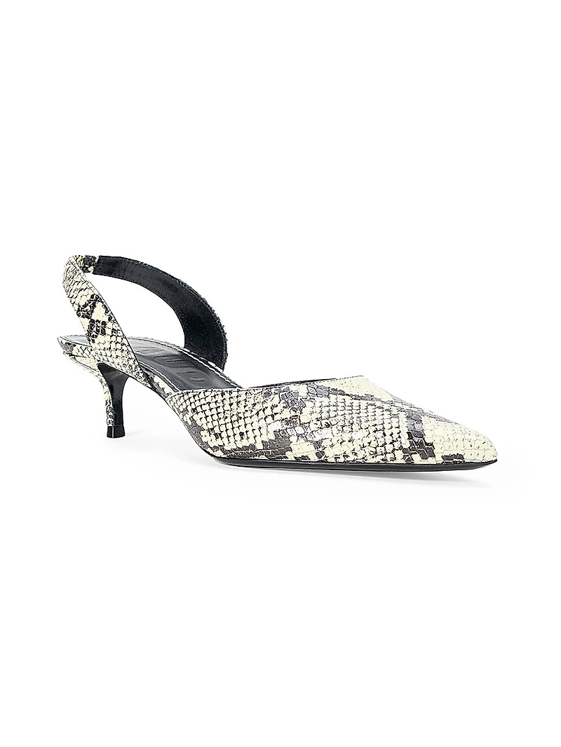 Sebastian Snake-Embossed Leather Slingback Pumps