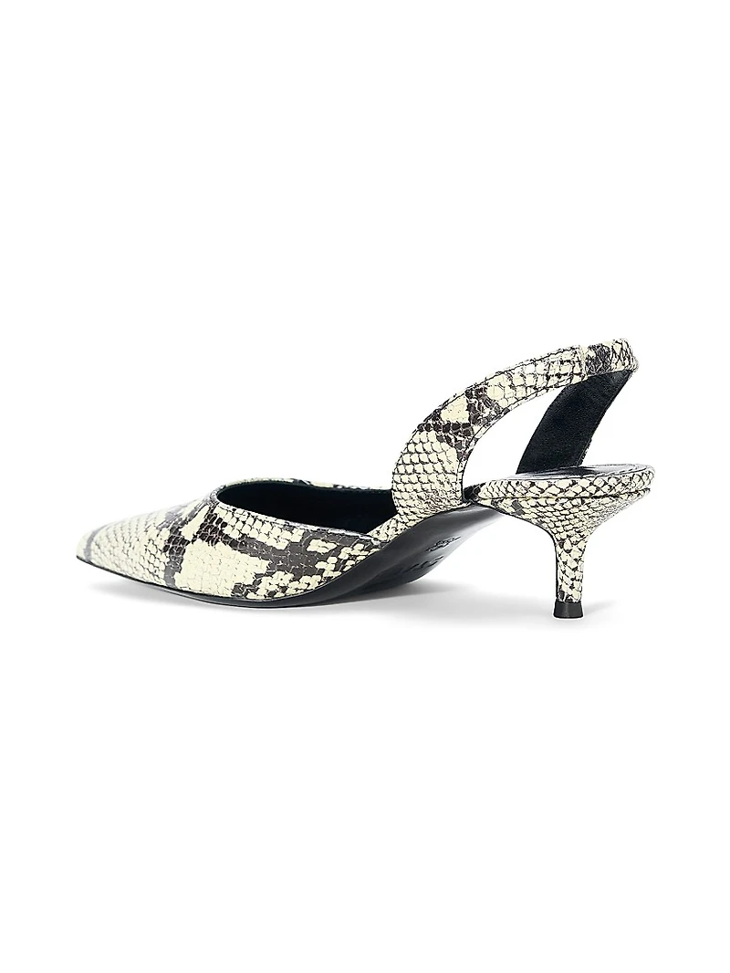 Sebastian Snake-Embossed Leather Slingback Pumps
