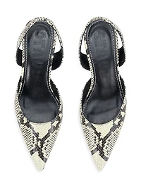 Sebastian Snake-Embossed Leather Slingback Pumps