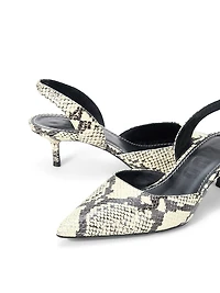 Sebastian Snake-Embossed Leather Slingback Pumps