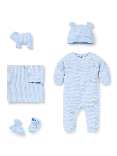 Baby Boy's Bundle Of Love Textured Knit 5-Piece Gift Set