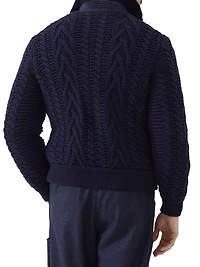 Suede Shearling and Cashmere Knit Bomber Jacket with Thermore® Padding