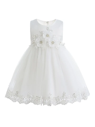 Baby Girl's Embroidered Blooming Bow Dress