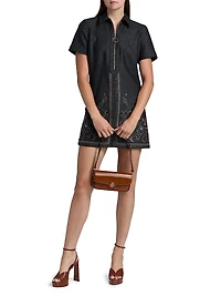 Kristen Embroidered Paisley Denim Midi-Dress
