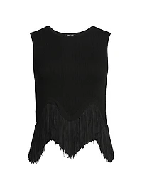 Misook x Lani Lynn Fringe-Hem Rib-Knit Tank Top