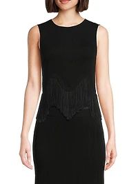 Misook x Lani Lynn Fringe-Hem Rib-Knit Tank Top