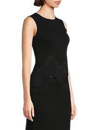 Misook x Lani Lynn Fringe-Hem Rib-Knit Tank Top