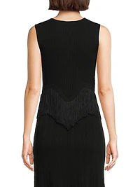 Misook x Lani Lynn Fringe-Hem Rib-Knit Tank Top