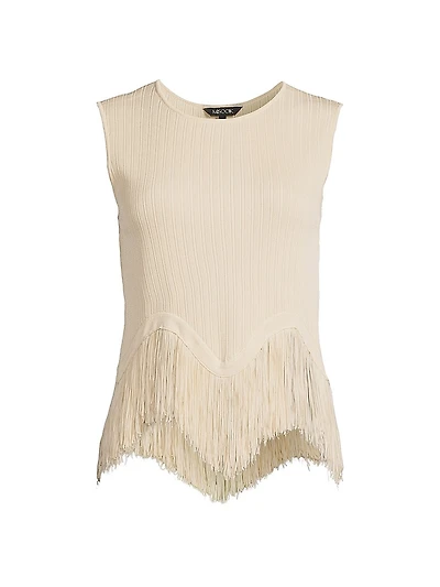 Misook x Lani Lynn Fringe-Hem Rib-Knit Tank Top