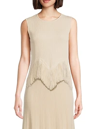 Misook x Lani Lynn Fringe-Hem Rib-Knit Tank Top