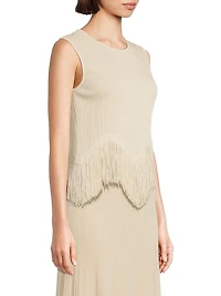 Misook x Lani Lynn Fringe-Hem Rib-Knit Tank Top