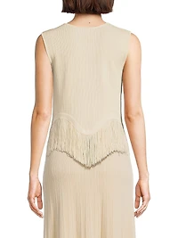 Misook x Lani Lynn Fringe-Hem Rib-Knit Tank Top