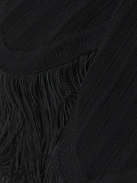 Misook x Lani Lynn Fringe-Hem Rib-Knit Maxi Skirt