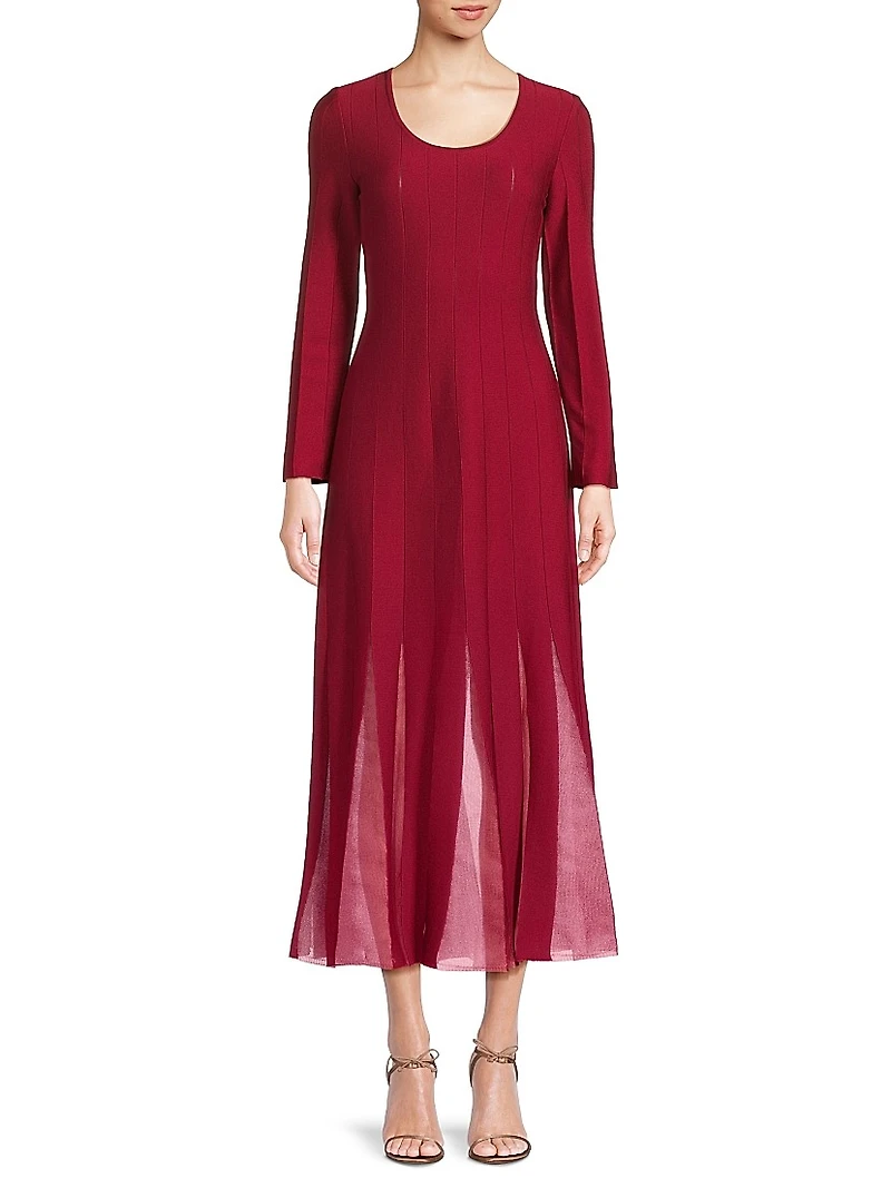 A-Line Multi-Seam Knit Maxi Dress