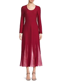 A-Line Multi-Seam Knit Maxi Dress