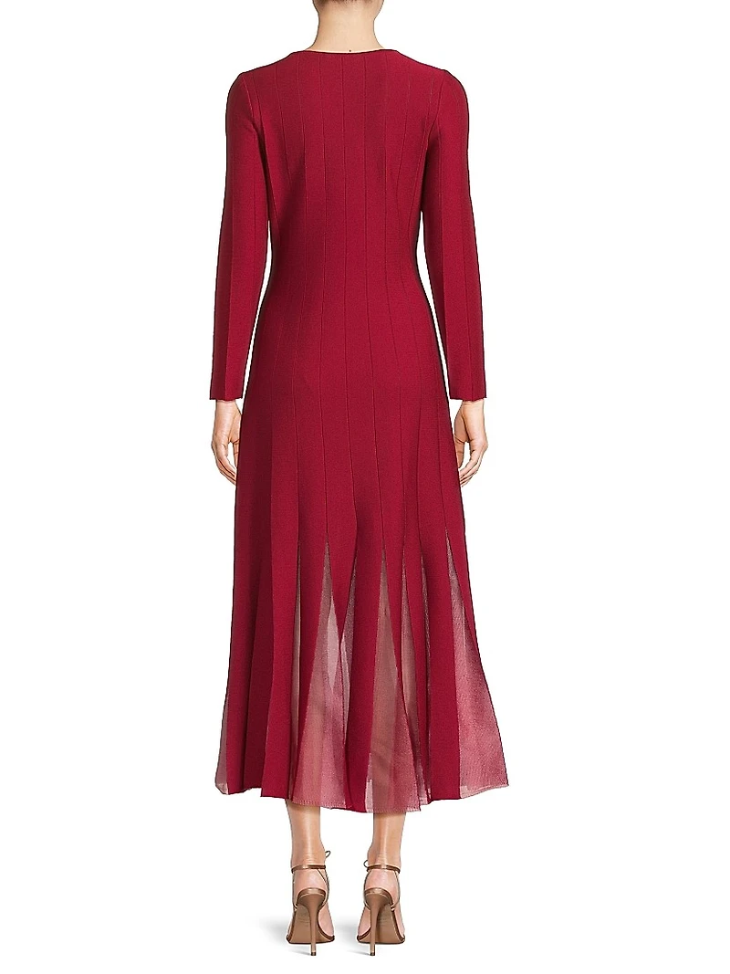 A-Line Multi-Seam Knit Maxi Dress